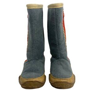 VTG Sorel Norquay Womens SZ 8 Winter Boots Gray Felt Upper Leather Trim Side Zip